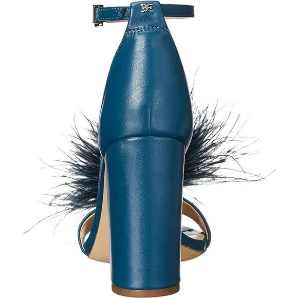 Sam Edelman Yaro Wild Indigo Feather Ankle Strap Open Toe Block Heeled Sandals - Picture 3 of 4